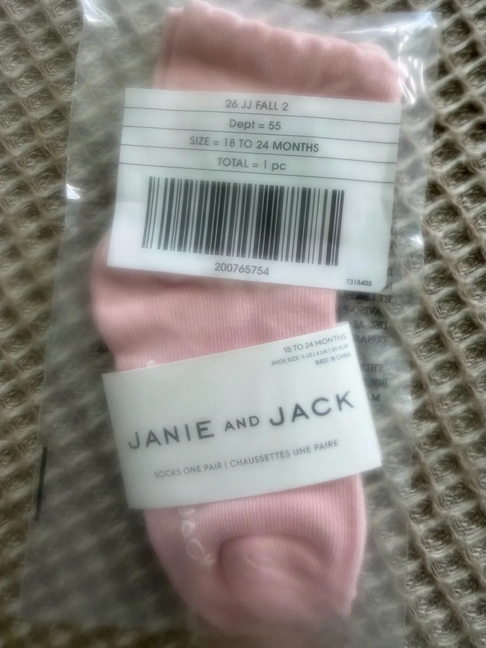 Jamie and Jack 18 to 24 months girls, pink Socks with Horse Motif nwt